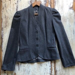 VINTAGE Charcoal Wool Puff Sleeves Blazer Size 7/8 HOST PICK